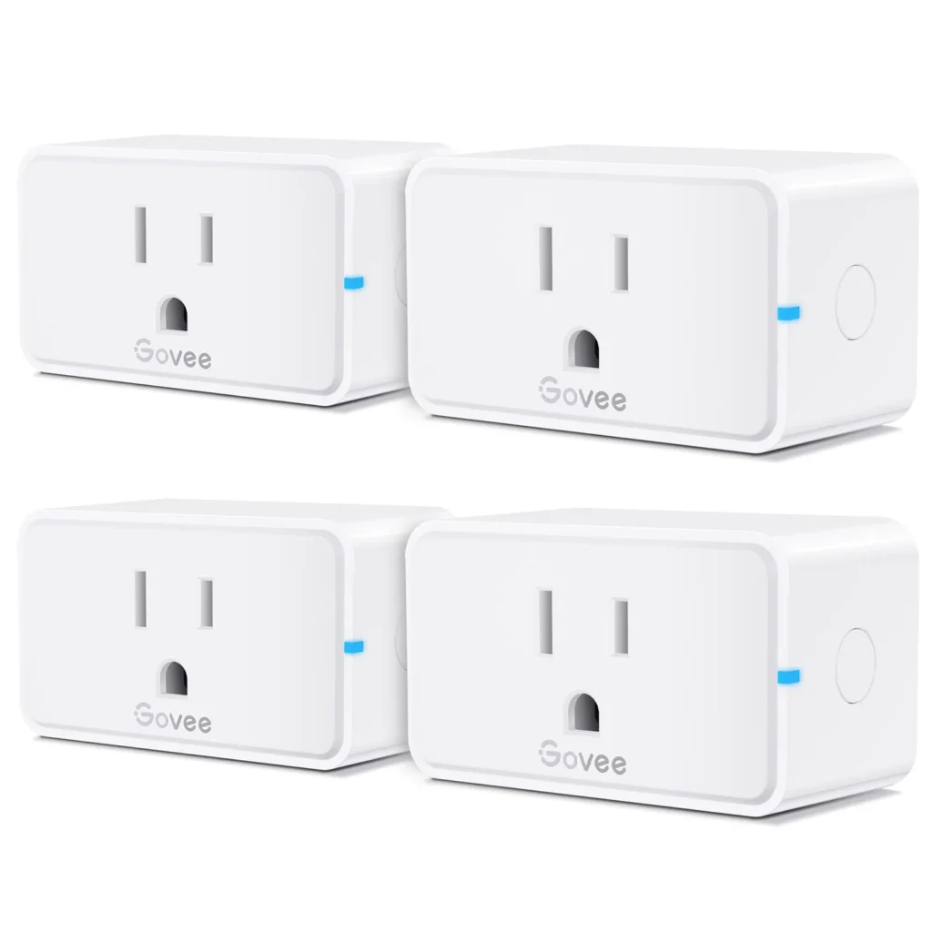 Govee smart plug connected to a wall outlet controlling a small fan