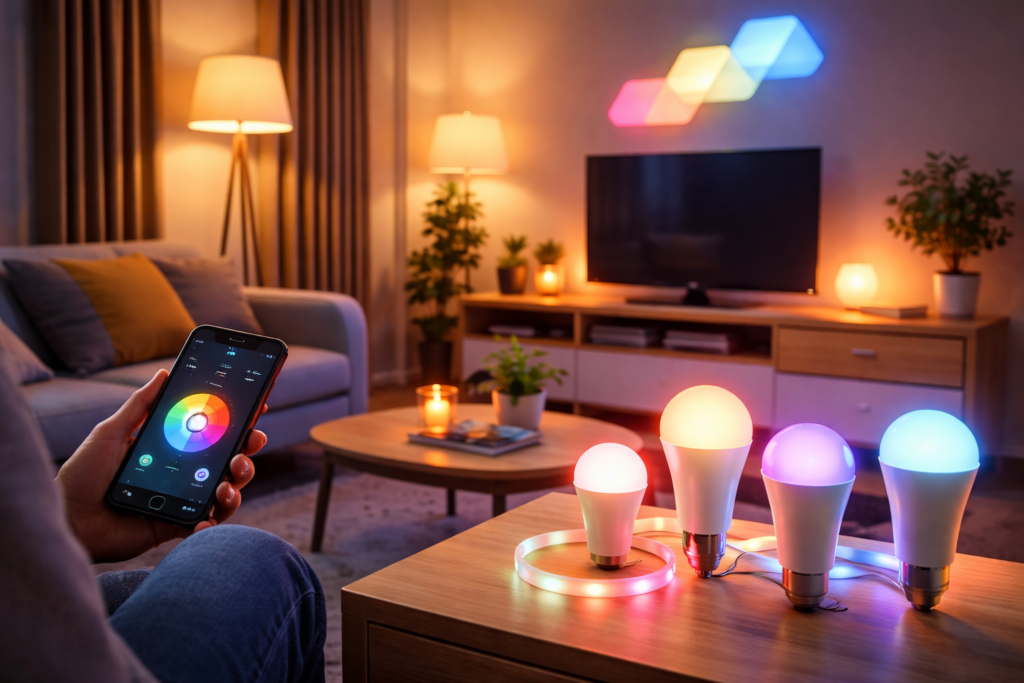 Smart lights in a small apartment controlled via smartphone app